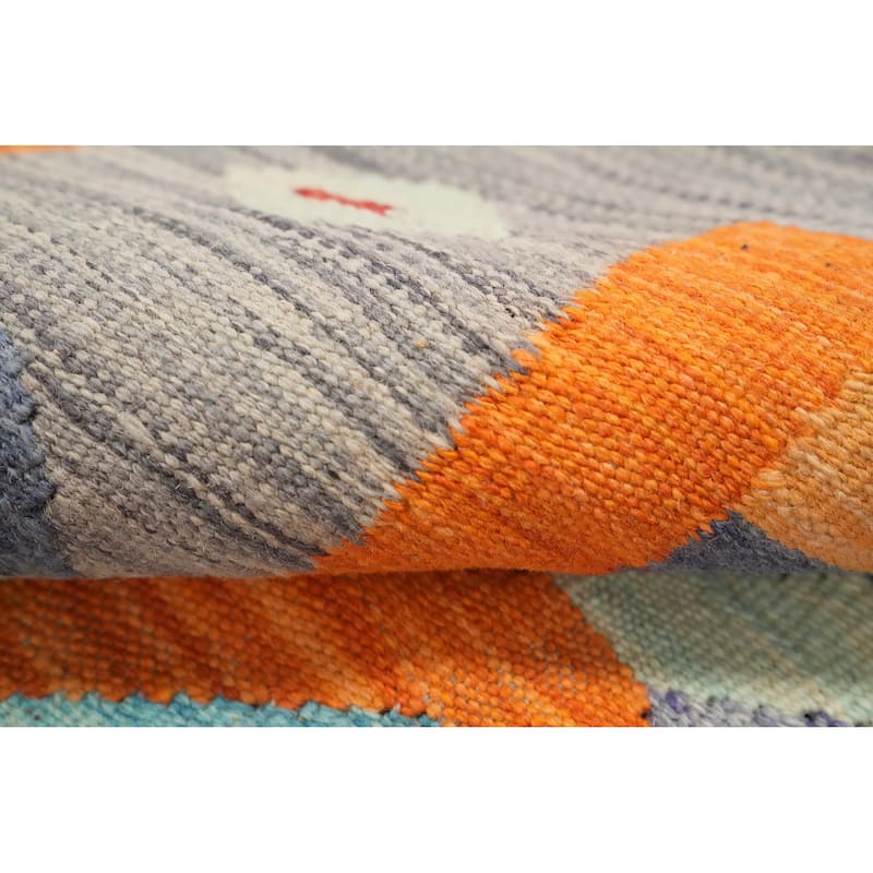 Hand Woven Oriental 100% Wool Carpet Southwestern Tribal Multi-Colored Kilim Area Rug - 9' 8'' X 6' 7''