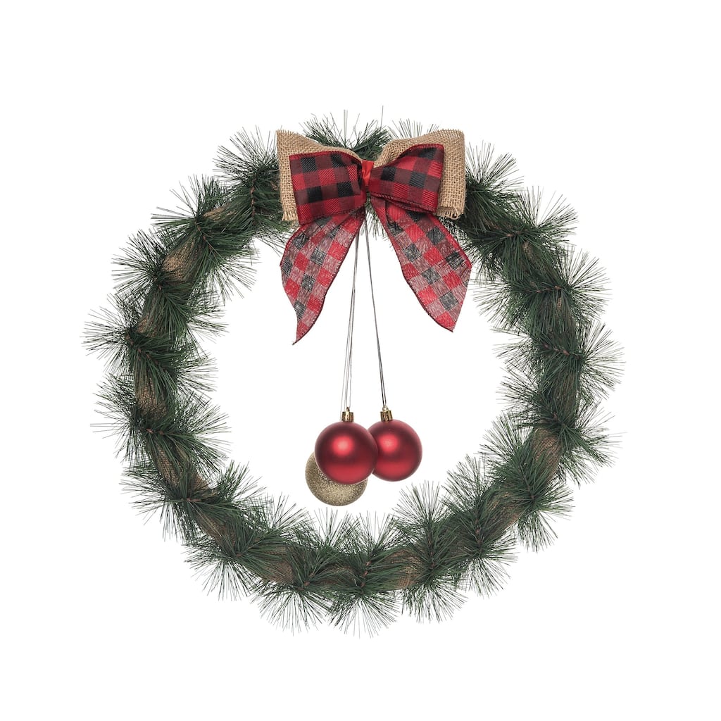 Transpac Artificial 18.11 in. Green Christmas Holiday Ornament Wreath