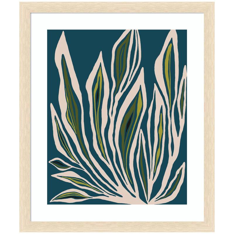 Kate and Laurel Framed Art Blue Flora 2 by Alicia Bock - 22x26 - Natural
