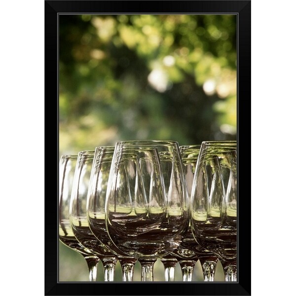 "Empty wine glasses" Black Framed Print