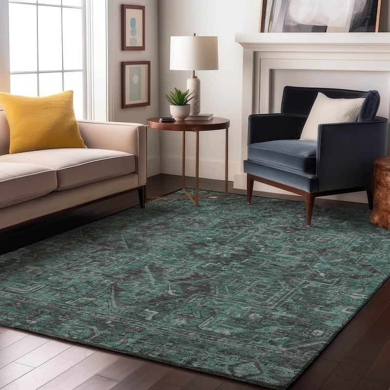 Premium Washable Super Soft Traditional Boho Mayfield Rug - Turquoise - 8' x 10' - Rectangle
