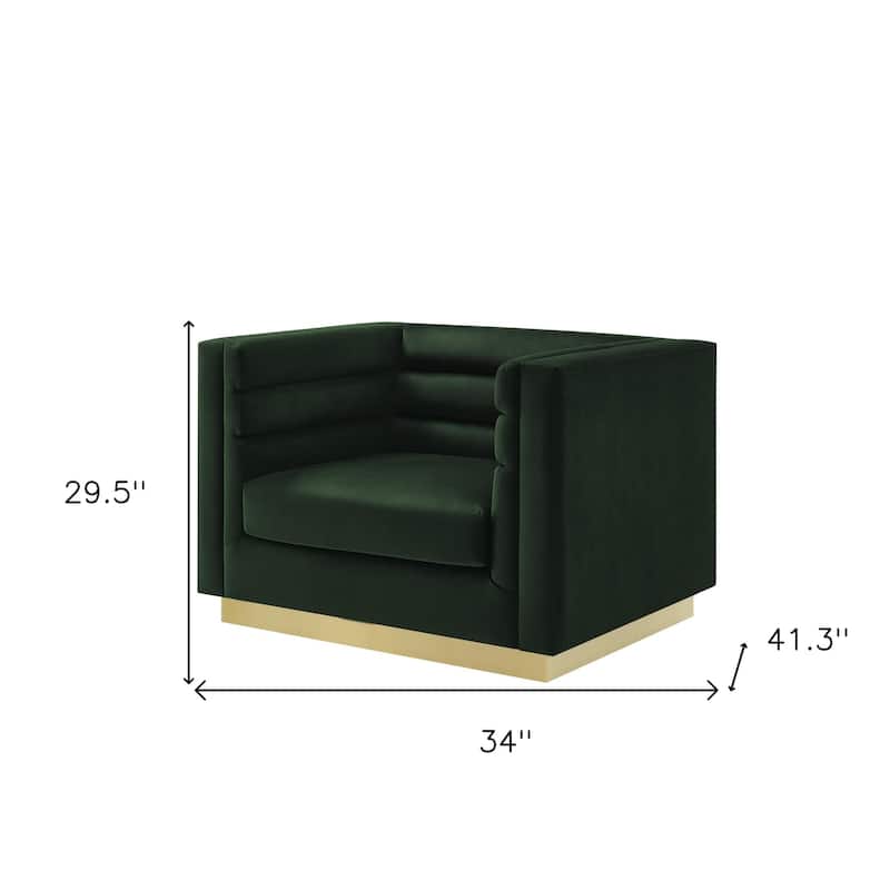 HomeRoots 34" Hunter Green Velvet Tufted Club Chair - 34' X '29.5' X '41.3