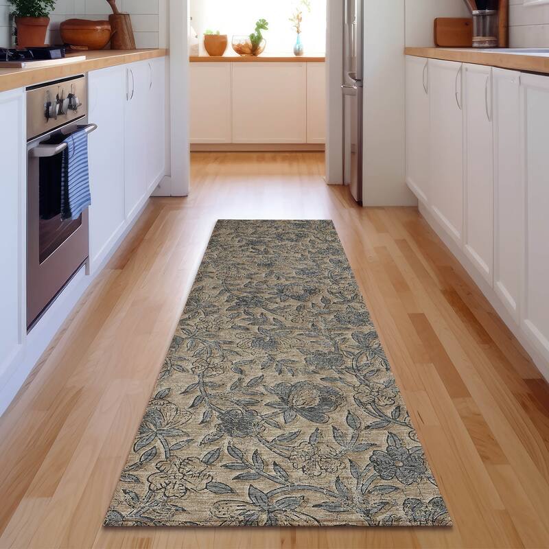 Premium Washable Super Soft Floral Mayfield Rug - Khaki - 2' 3" x 7' 6" - Runner