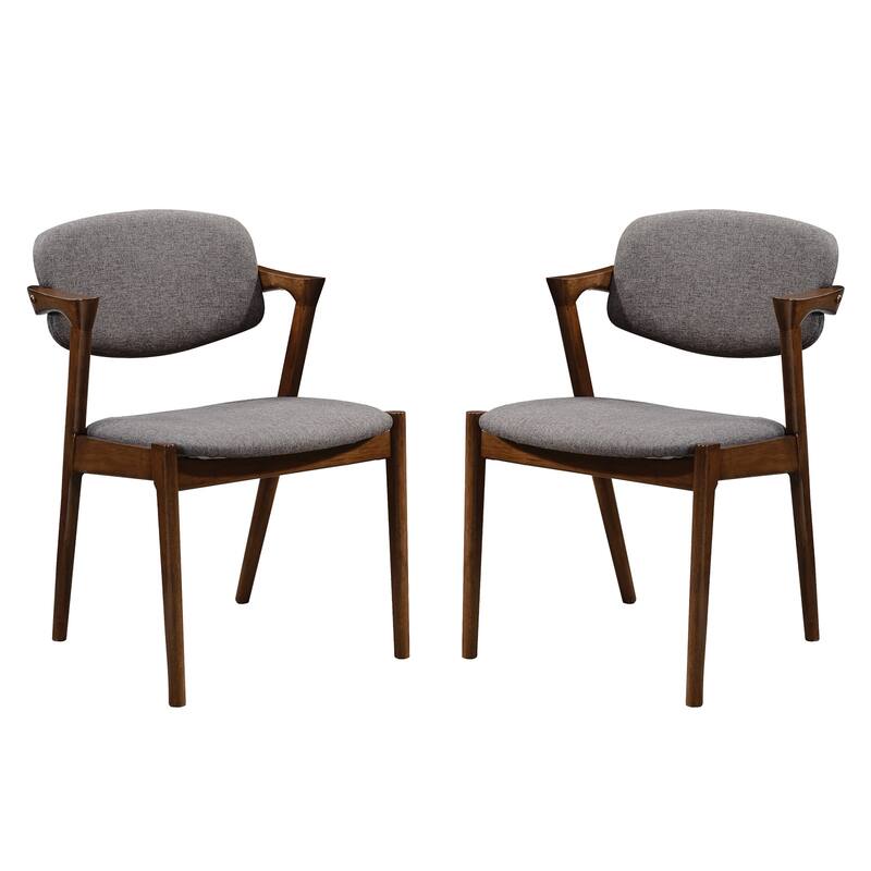 Set of 2 Dining Side Chairs in Grey and Dark Walnut - Set of 2 - Grey and dark walnut - Dining Height
