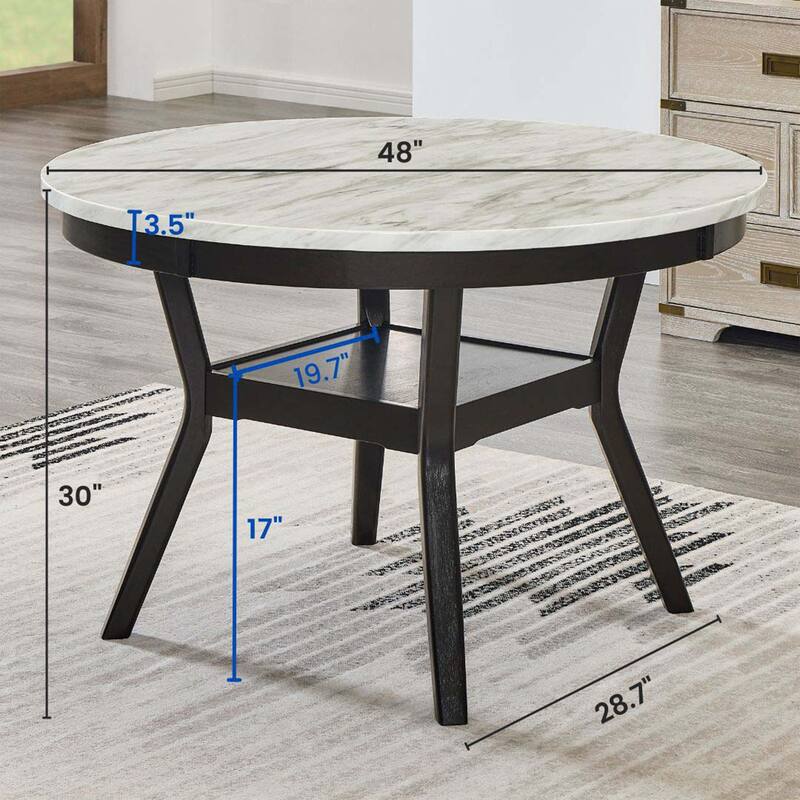 Round Wood Dining Table with Shelf