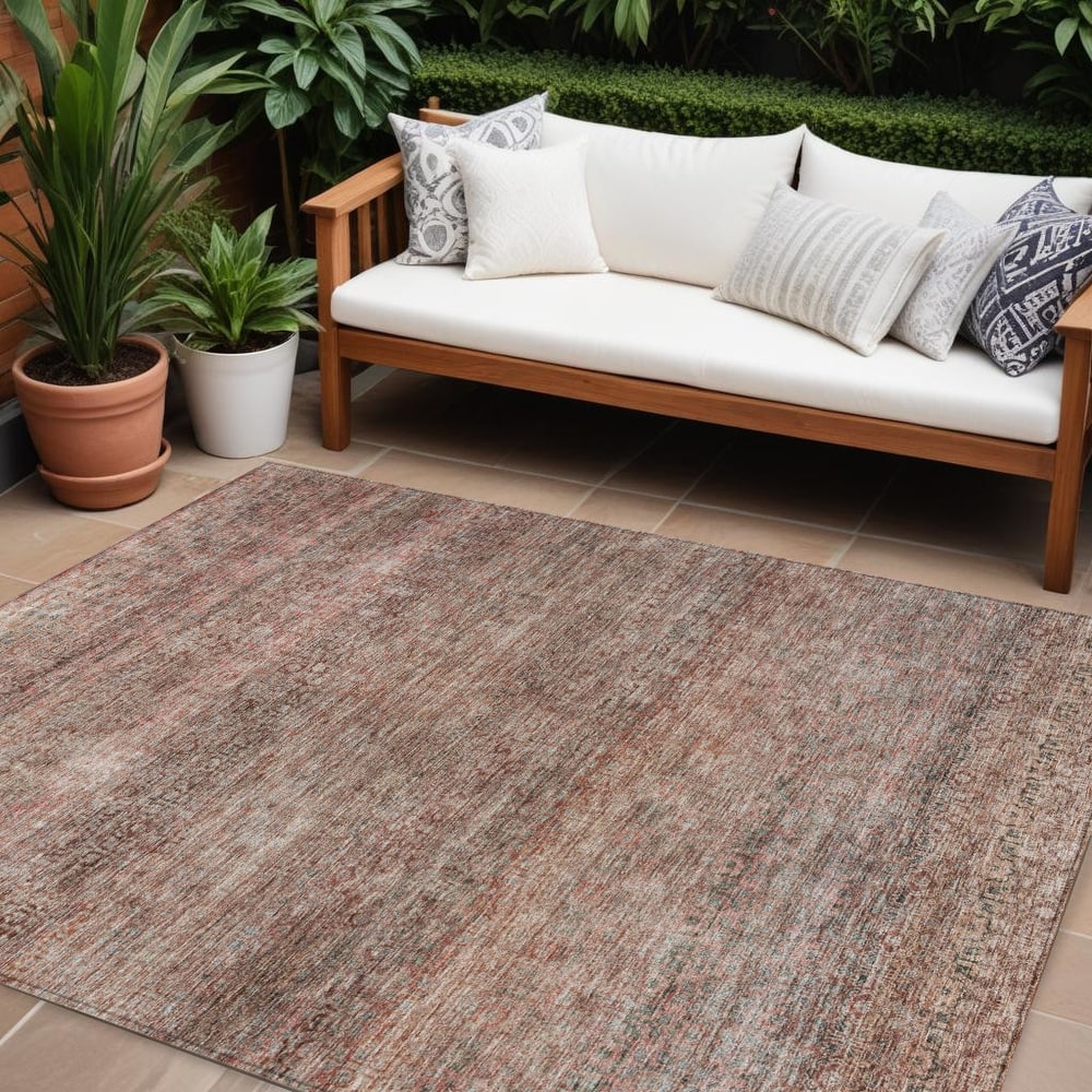 HomeRoots Striped Transitional Rectangle Outdoor Rug