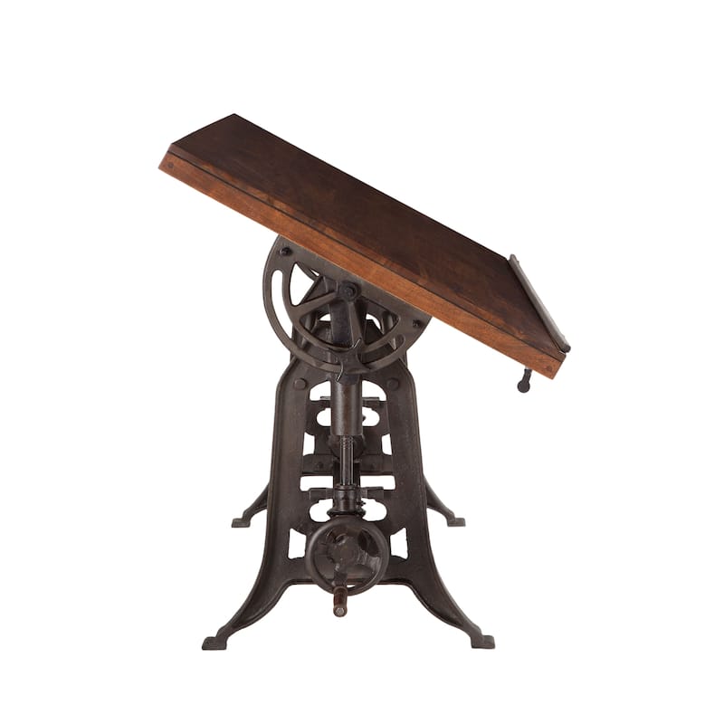 Artezia 62-Inch Acacia Wood Drafting Desk with Adjustable Crank