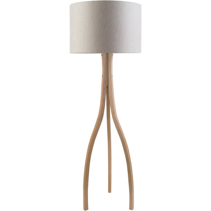 Contemporary Alton Floor Lamp with Natural Finish Wood Base - Taupe