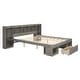 preview thumbnail 10 of 22, Queen Size Platform Bed with Drawer and Multi-Storage Headboard, Wooden Bed Frame with Cabinet, No Box Spring Required, Grey