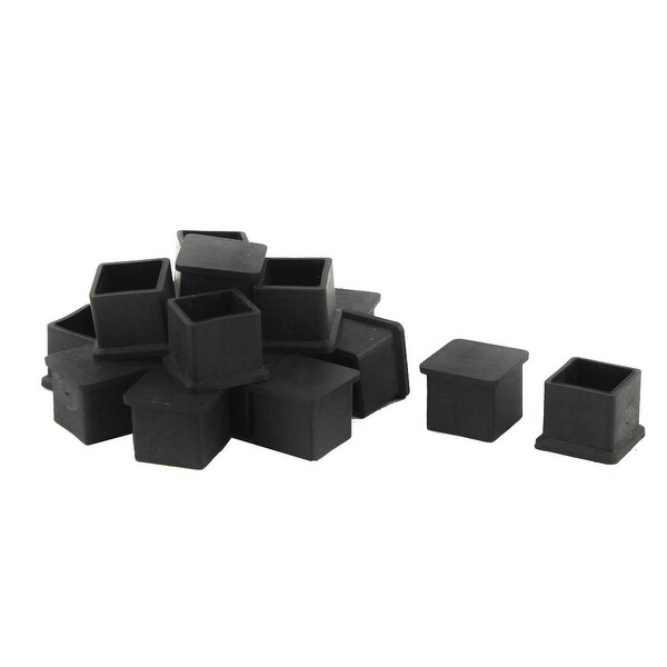 Unique Bargains 18 Pcs Antislip Rubber Square 22mm x 22mm Chair Foot Cover Table Furniture Leg Protector Black