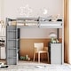 preview thumbnail 12 of 17, Full Size Loft Bed with Built-in Studying Desk, Solid Wood Bed Frame with 3-Tier Shelves and Storage Drawers, Versatile Bed