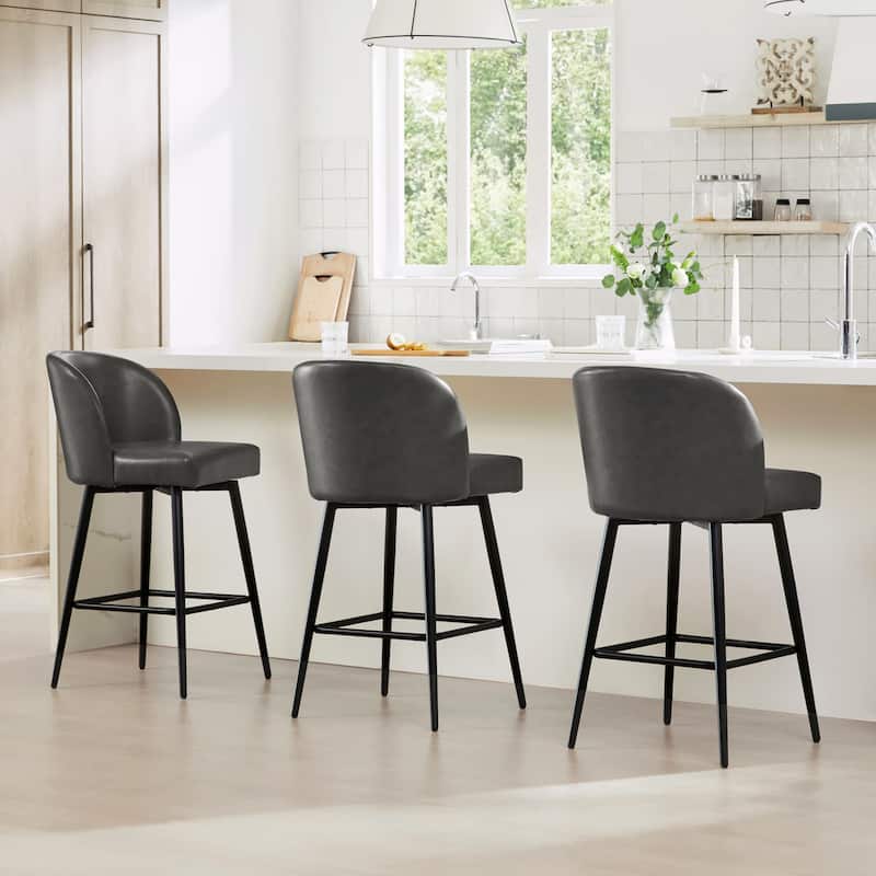 Charlotte Counter Height Swivel Barstool with Metal Legs Set