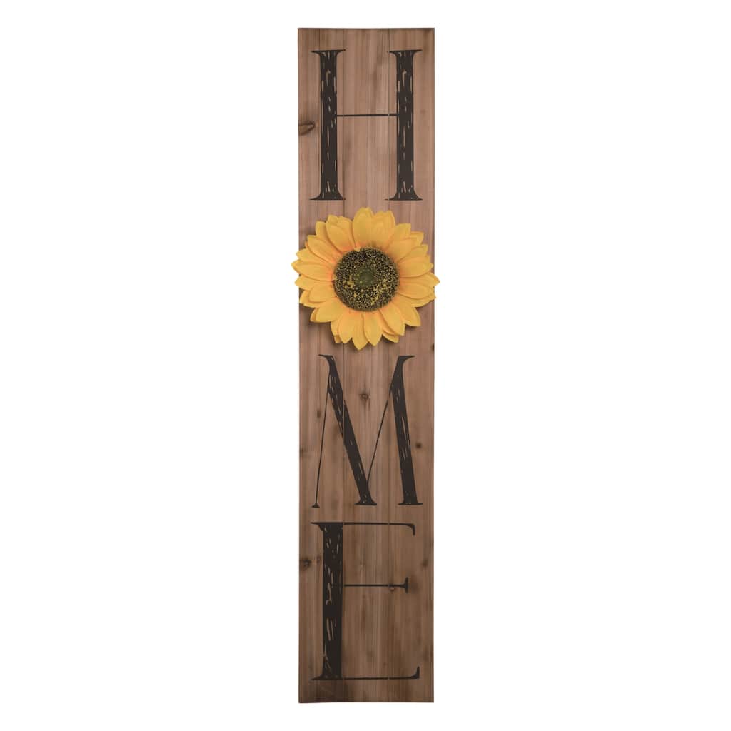 Transpac Wood 47.5" Brown Spring Sunflower Porch Decor