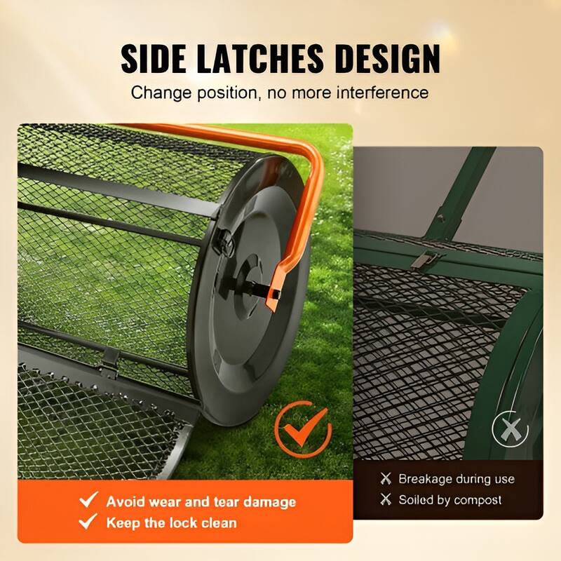Compost & Peat Moss Spreader Roller – 24" Steel Lawn Tool - Black-Orange - 28.3" x 16.5" x 16.9"