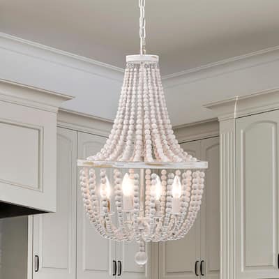 4-Light 16 Inch Antique White Pendant Ceiling LampChandelier