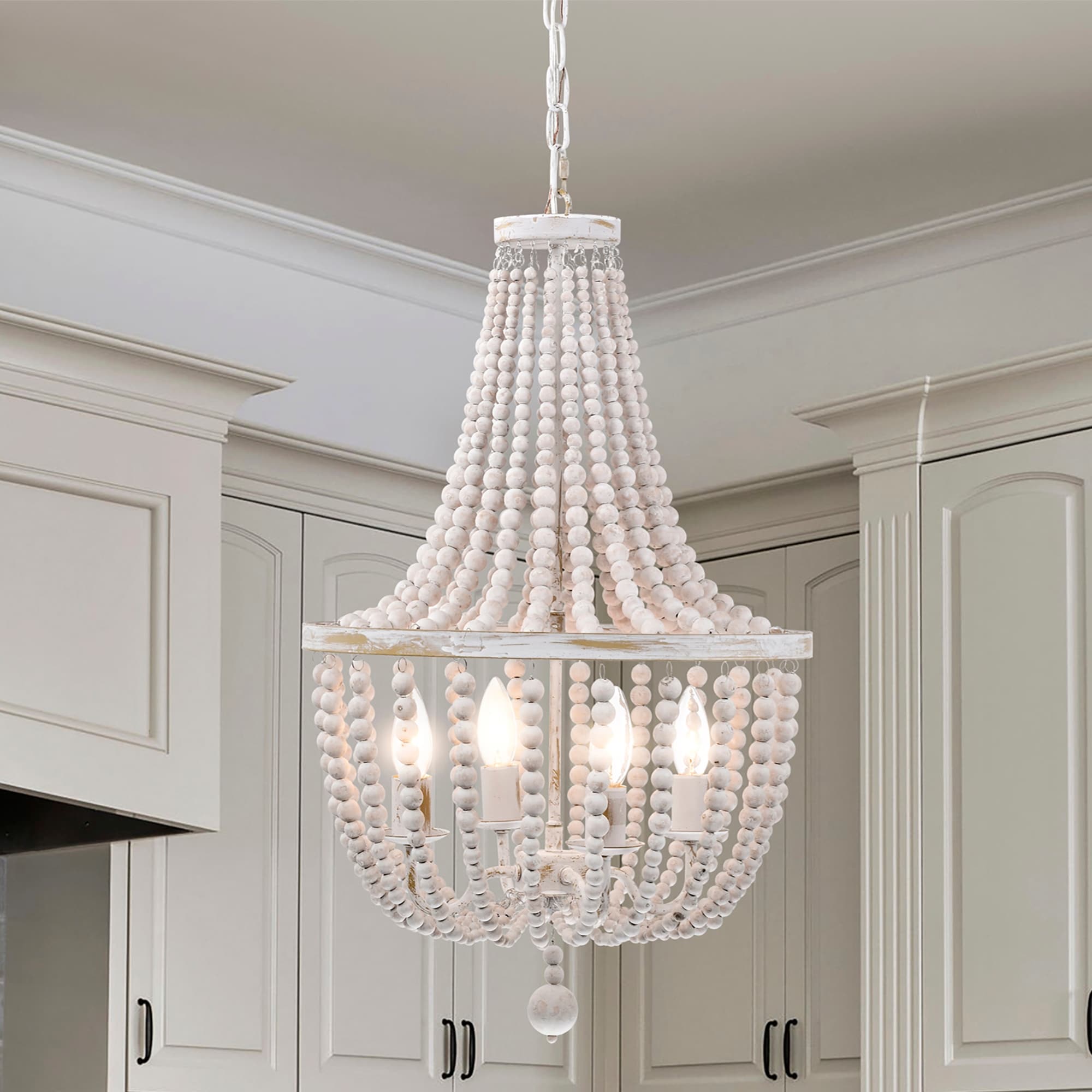 4-Light 16 Inch Antique White Pendant Ceiling LampChandelier