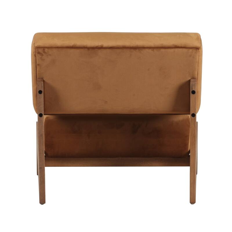 Modrest Tucker Mid-Century Modern Camel Velvet & Chestnut Accent Chair