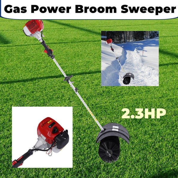 Outdoor Hand Held Broom 52cc Gasoline Power Sweeper Cleaning Tool Bed