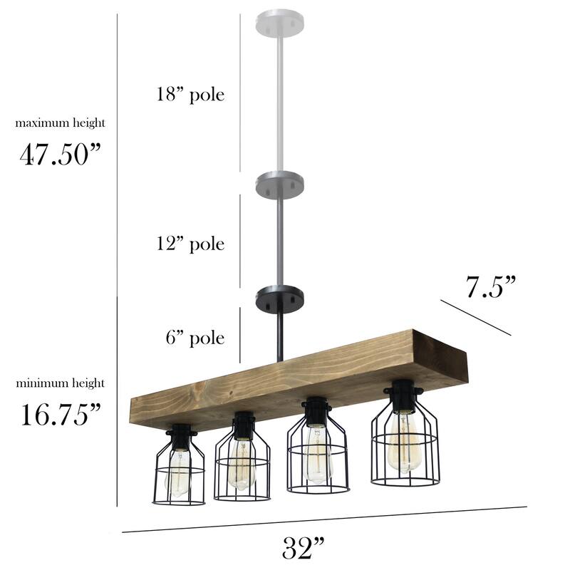 Pendant Light - 4-Light Cage Design Adjustable Height Style Lighting - 47