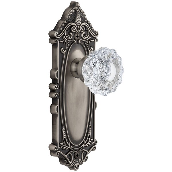 Grandeur GVCVER_SD_NA Grande Victorian Solid Brass Rose Single Dummy Door Knob with Versailles Crystal Knob