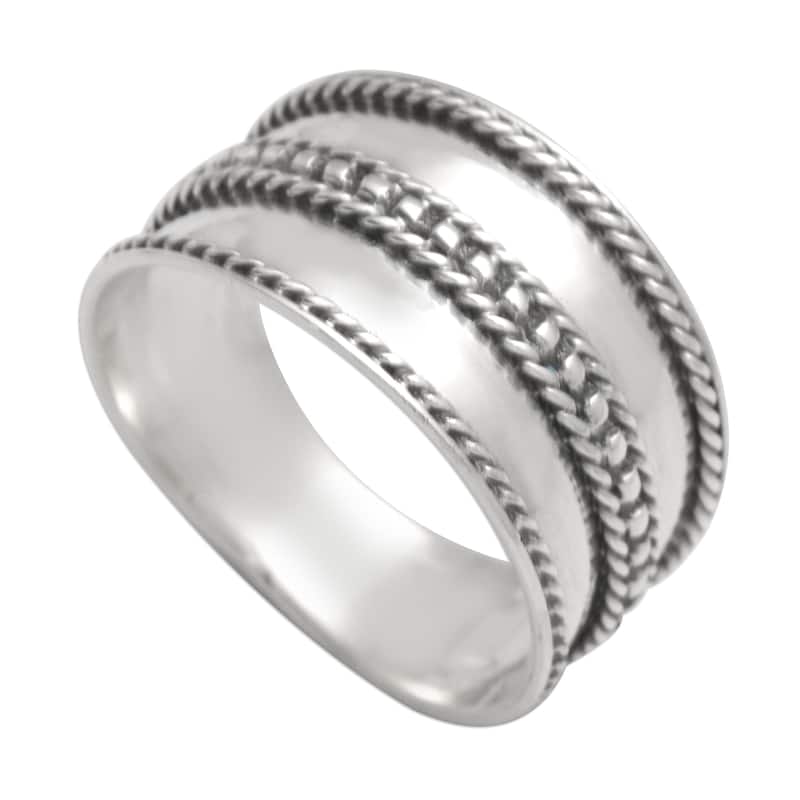 Novica Handmade Natural Polish Sterling Silver Band Ring