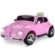preview thumbnail 9 of 8, 6V Licensed Volkswagen Beetle Ride-On Car with Parent Remote, Headlights, Music, and Seatbelt for Kids Ages 3-6 - Pink