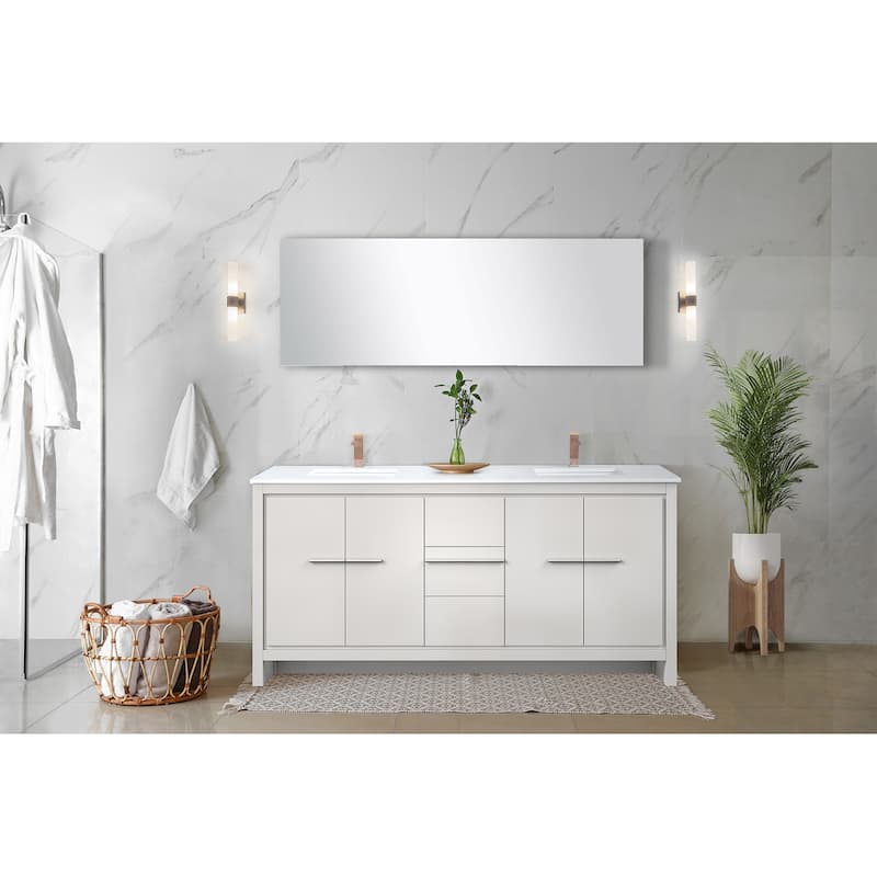 Lafarre Bath Vanity Cultured Marble Top, Sink and Rose Gold Faucet