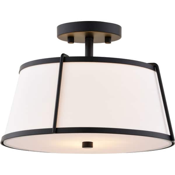 slide 2 of 11, Vaxcel Lighting C0329 Marion 2 Light 13" Wide Semi-Flush Drum Ceiling Matte Black
