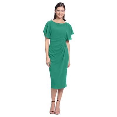 Maggy London Crew Neck Flutter Sleeve Faux Wrap Dress