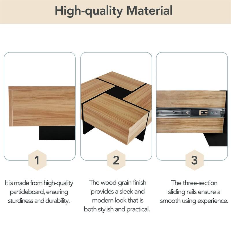 Merax Unique Design Coffee Table with 4 Hidden Storage Compartments