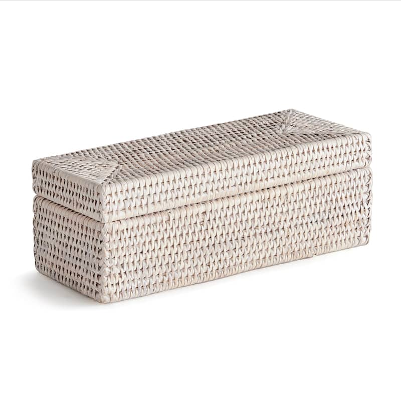 Burma Rattan 3-Compartment Lidded Box - Whitewash
