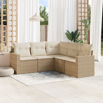 vidaXL Garden Sofa Set Beige, Cream White - 71.9 x 24.4 x 27.2