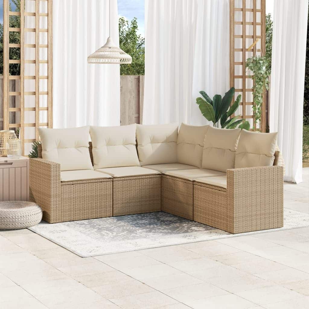 vidaXL Garden Sofa Set Beige, Cream White - 71.9 x 24.4 x 27.2