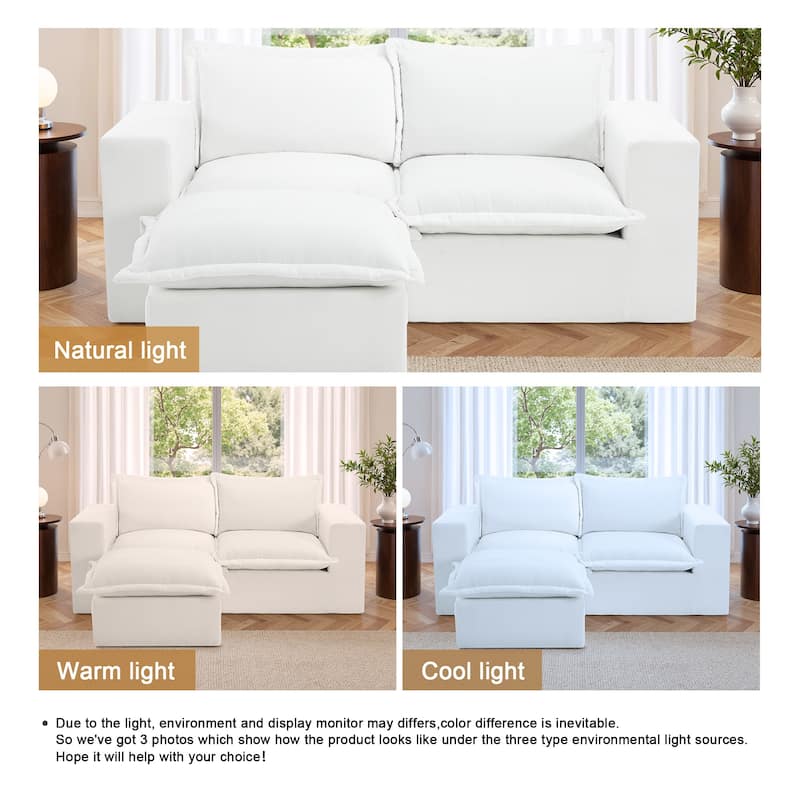 Chenille No Assembly Modular Sectional Sofa Cloud Couch with Ottoman