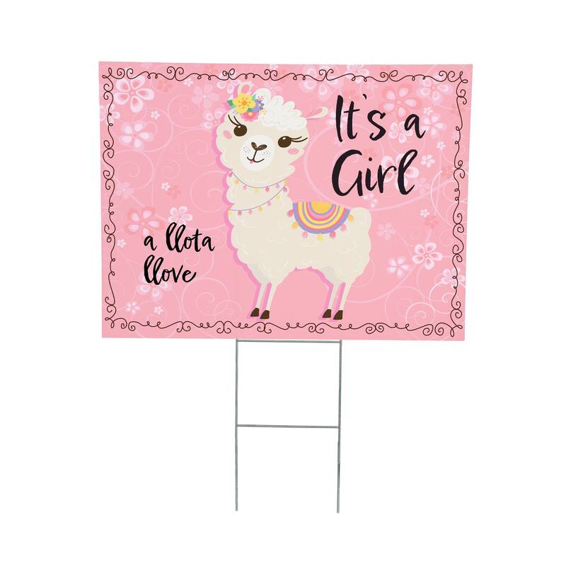 24" x 18" Yard Sign with H-Stake, It's a Girl Baby