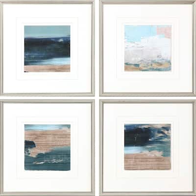 Rustic Mosaic S/4 Framed Art Giclee Under Glass - Blue