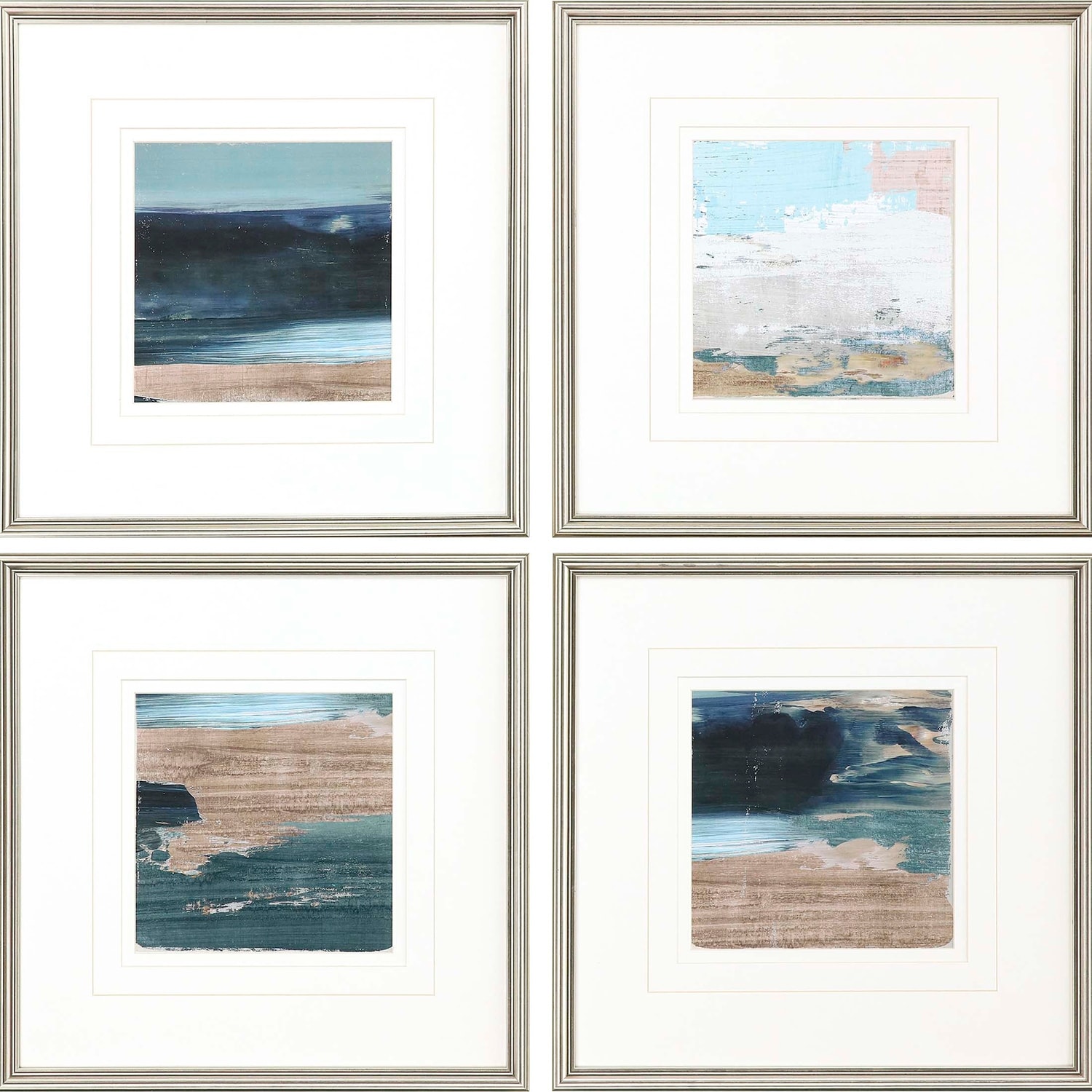 Rustic Mosaic S/4 Framed Art Giclee Under Glass
