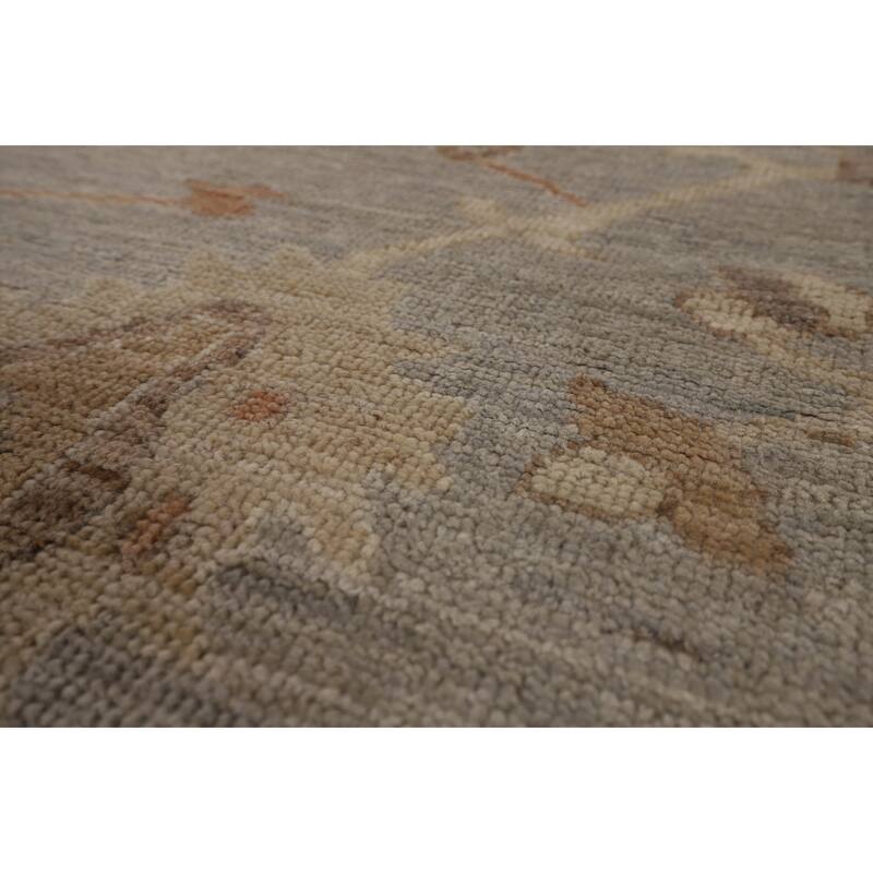 Vegetable Dye Oushak Turkish Rug Hand-Knotted Oriental Wool Carpet - 9'2"x 11'8"