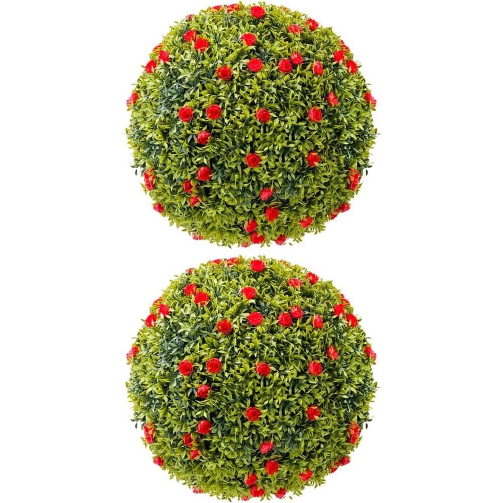 2 Pack 22.4" Artificial Flowers Topiary Balls for Home Decor, Wedding - 22.4 inch