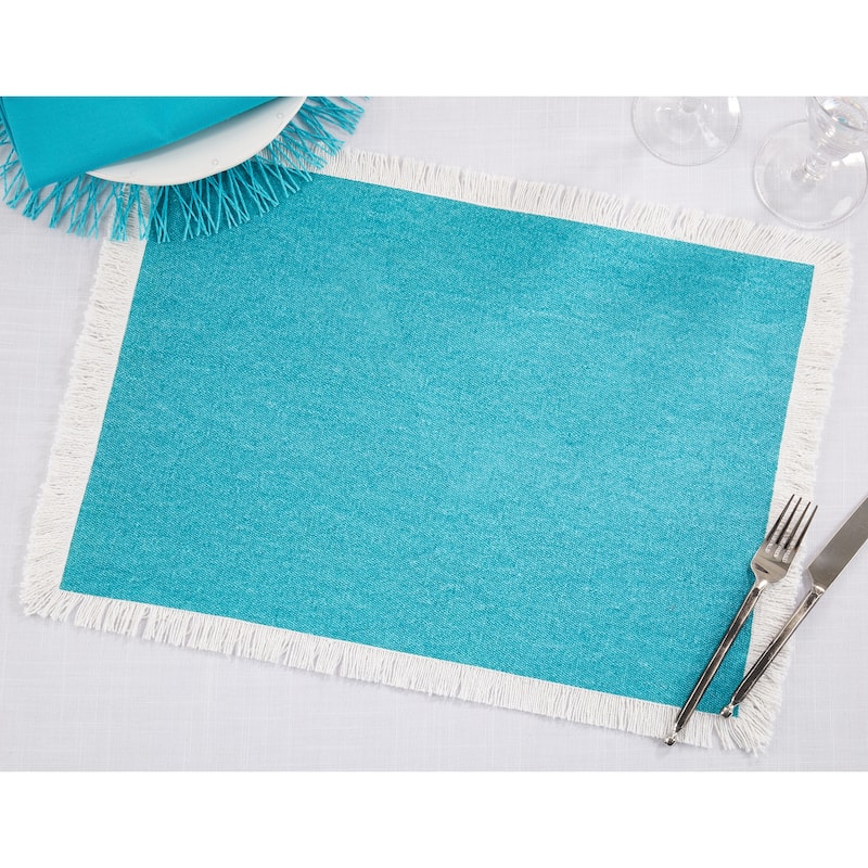 Cotton Placemats With Fringe Border Design (Set of 4)