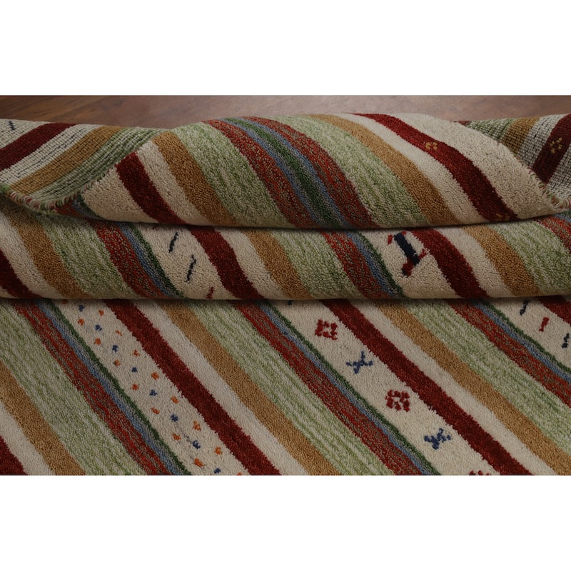 Hand Knotted Oriental 100% Wool Carpet Tribal Animal Pictorial Multi-Colored Gabbeh Area Rug - 7' 7'' X 5' 5''