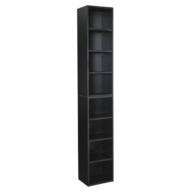 Storage Cabinet Tall Narrow Bookcase Display Bookshelf CD DVD Slim Storage - 11.6"L*9.3"W*70.9"H Inch