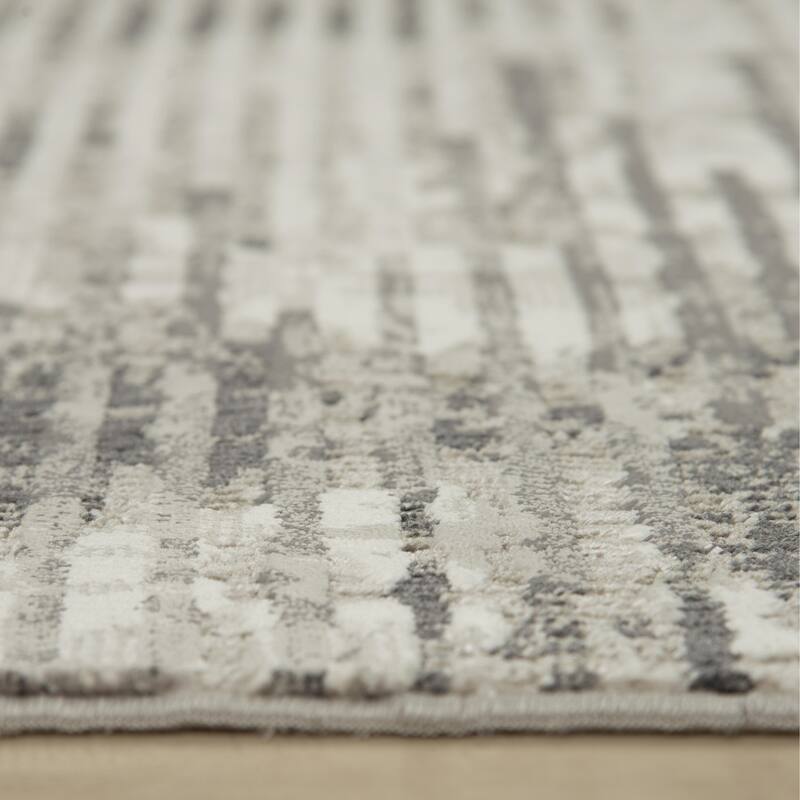 Alora Decor Graystone Contemporary Gray Polyester Area Rug