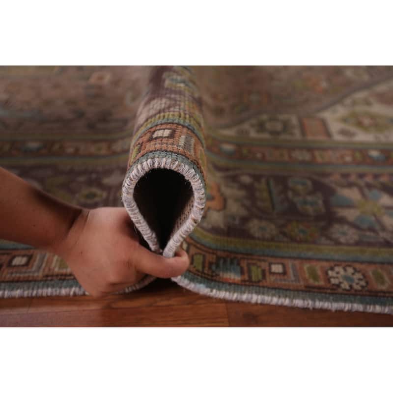 Traditional Tabriz Persian Vintage Rug Hand-Knotted Brown Wool Carpet - 7'6"x 11'1"