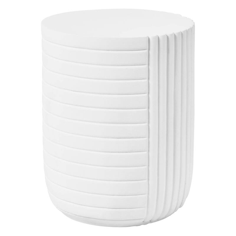 14" Wide Round Side Table in Fiberstone with Ribbed Design Trove Collection