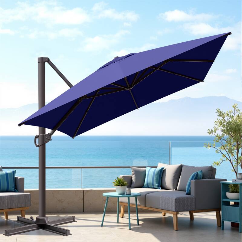 VredHom 10x13FT Patio Cantilever Umbrella Outdoor Offset Umbrella 360-Degree Rotation