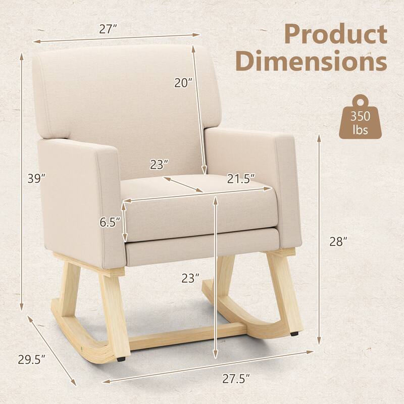 Costway Modern Upholstered Rocking Chair Rocking Armchair for Living