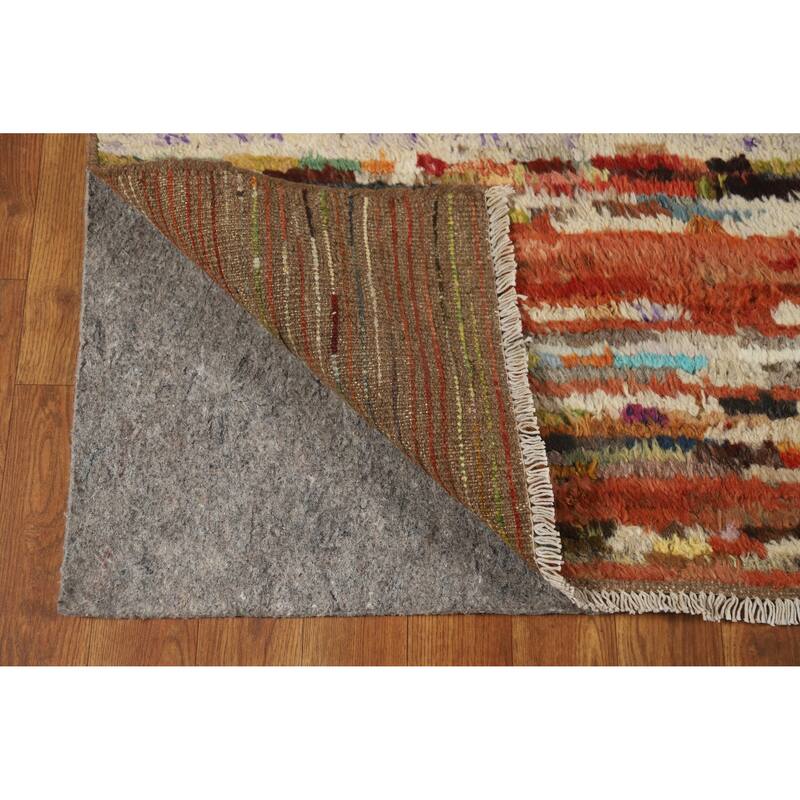 Geometric Moroccan Oriental Rug Hand-Knotted Oriental Wool Carpet - 6'6" x 9'7"