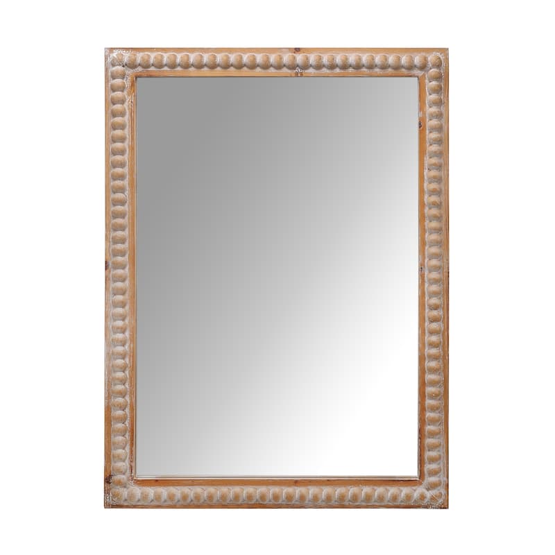 22" x 30" Farmhouse Wooden Frame Wall Mirror with Beading