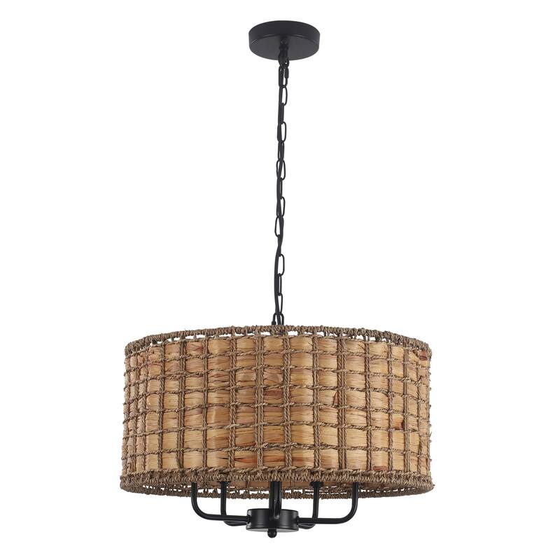 5-Light Candlestick Circle Hanging Farmhouse Chandelier Linear Island Chandelier Lighting for Dining Room - Black